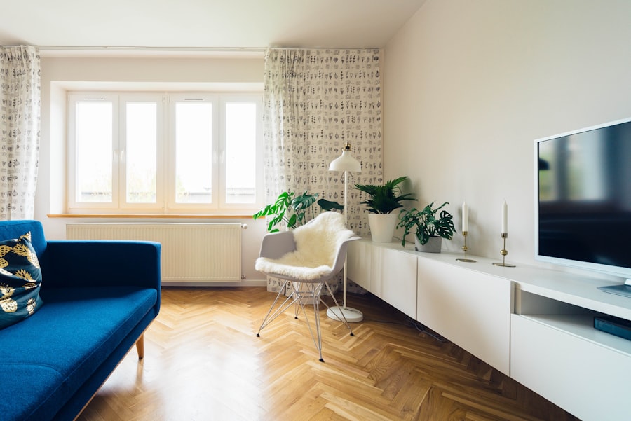Bright Scandinavian home with plank floors and large windows